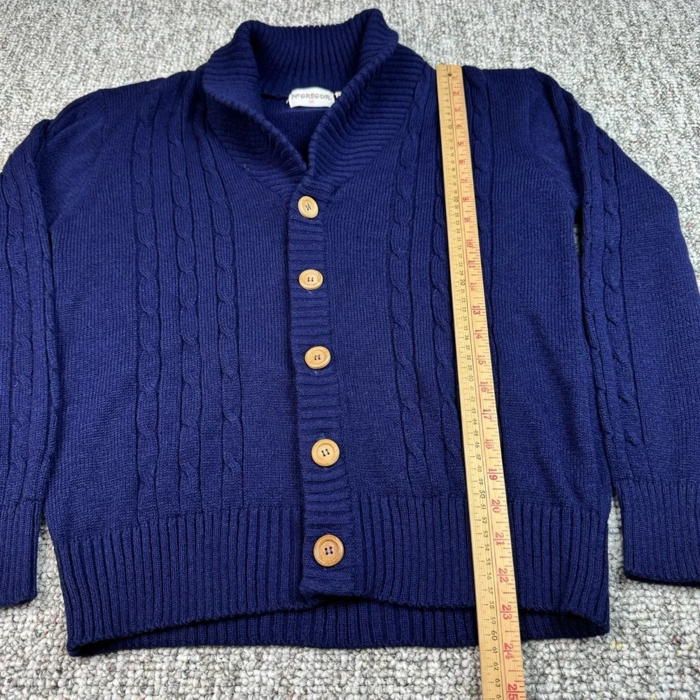 Vintage McGregor Sweater Mens Medium Knit Cardigan 80s 90s Grandpa Preppy Blue